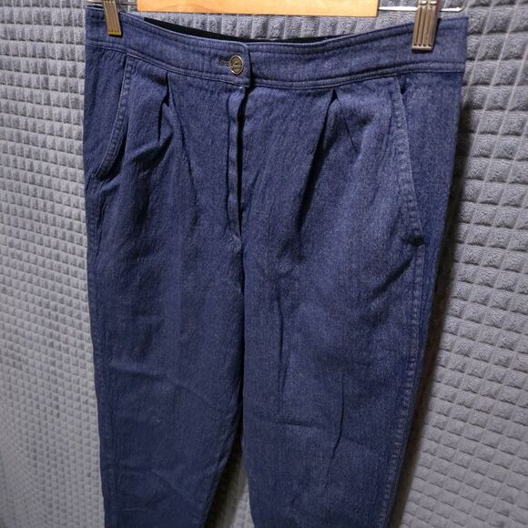 VTG Bespoke Feraud Wool Pants 29x29 Navy Blue High Rise Dressy Korshak W Germany - Picture 8 of 15